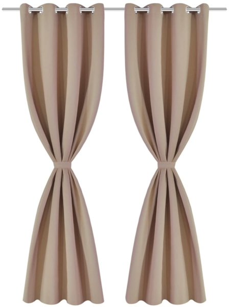 Verdunkelungs-Vorhänge mit Metallringen 135 x 245 cm Creme blackout 130373