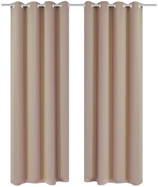 Verdunkelungs-Vorhänge mit Metallringen 135 x 245 cm Creme blackout 130373