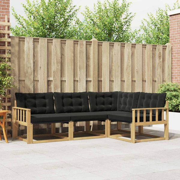 vidaXL Outdoor-Sofagarnitur mit Kissen 4 pcs Weiß und Schwarz 3388634
