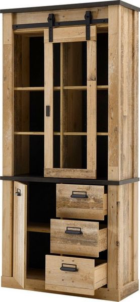Home affaire Wohnwand SHERWOOD, (4-St), mit Scheunentorbeschlag, Apothekergriffe aus Metall, Breite ca. 388 cm Bild 4