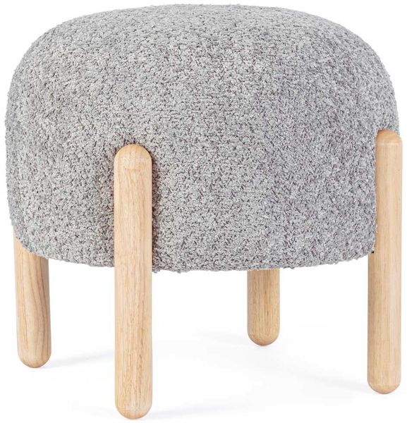 Hocker Dayla aus Boucle-Stoff, Grau, 45 x 45 x 38 cm