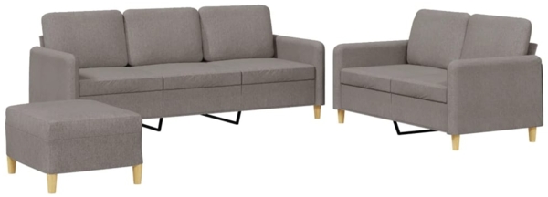 vidaXL 3-tlg. Sofagarnitur mit Kissen Taupe Stoff 3202133