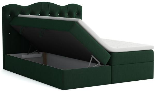 Boxspringbett Schlafzimmerbett LODOS 140x200cm Stoff Riviera Grün Bild 2