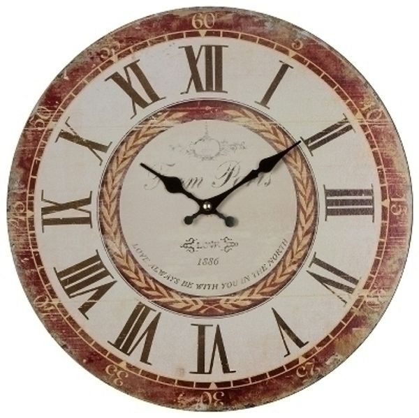 Wanduhr Love MDF Weiß&Braun