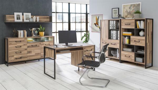 Wandregal >Husum I< in Betonoptik Dunkelgrau - 170x25,6x21,9cm (BxHxT) Bild 8