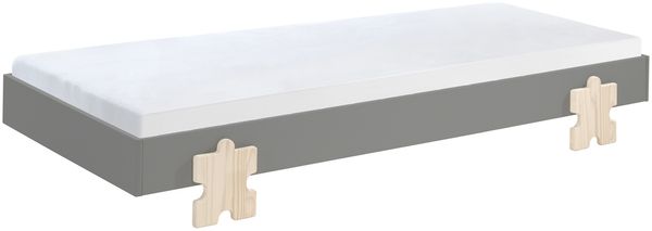 Stapelbett >Moldulo< 90x200cm, inkl. Lattenrost, grau lackiert - 203,6x27,5x93,8cm (BxHxT)