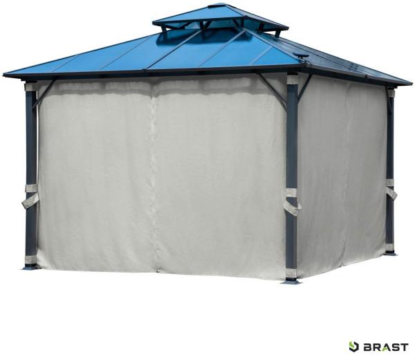 BRAST Pavillon Aluminium Pagode inkl. Moskitonetz, festes Dach, wasserdicht, stabil, UV-Schutz, 3,5x3,5 m, Hellgrau Bild 8