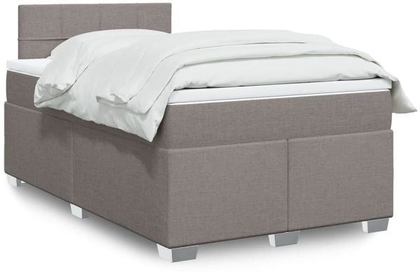 vidaXL Boxspringbett mit Matratze Taupe 120x200 cm Stoff 3285859