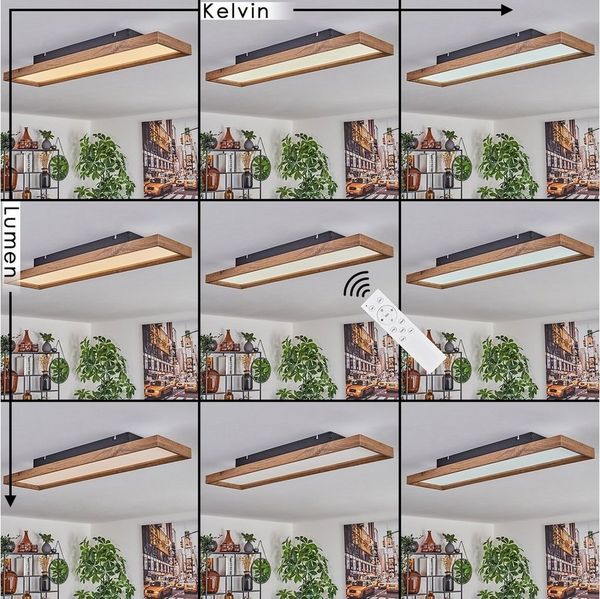 hofstein Deckenleuchte Deckenleuchte aus Metall/MDF/Kunststoff in Schwarz/Holzoptik/Weiß, LED fest integriert, 2700-6500 Kelvin, 220-2650 Lumen, dimmbar/Lichtfarbe änderbar über Fernbedienung