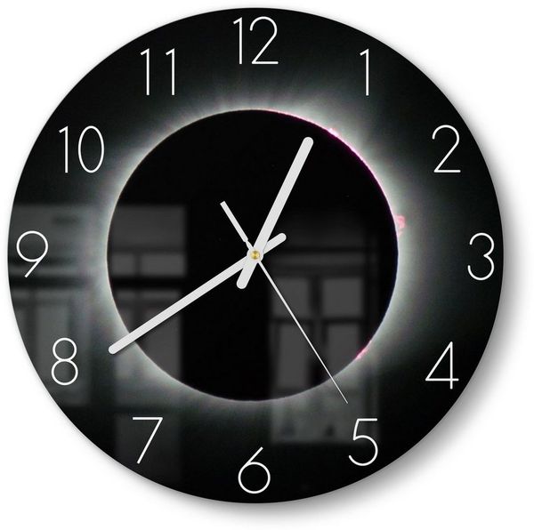 DEQORI Wanduhr 'Sonnenfinsternis' (Glas Glasuhr modern Wand Uhr Design Küchenuhr)
