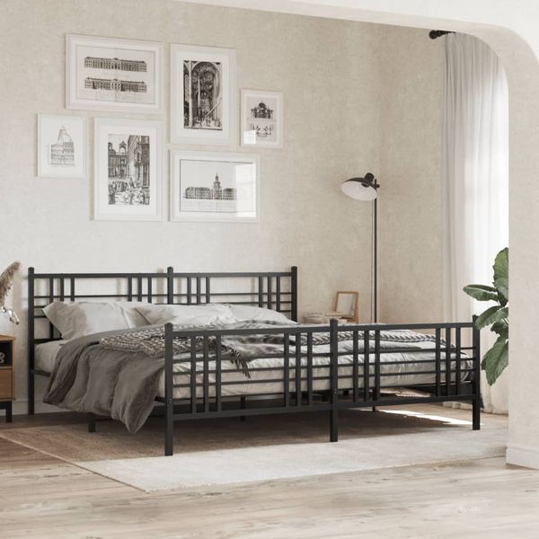 vidaXL Bettgestell mit Kopf- und Fußteil Metall Schwarz 200x200 cm 376349