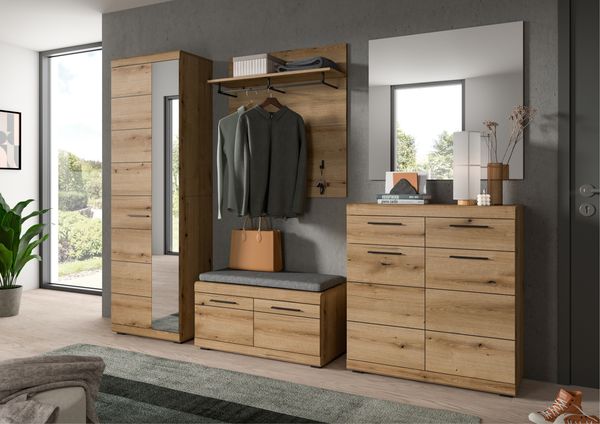 Sitzbank inkl. Sitzkissen (B/H/T: 90x44x40 cm) in Evoke Oak Nachbildung