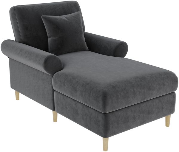 Gepolsterter Relaxsessel, klappbarer Schlafsessel aus hochwertigem Samt, XXL Einzelsessel für Wohn- und Schlafzimmer, Grau, Maße B133 × T87 × H90 cm