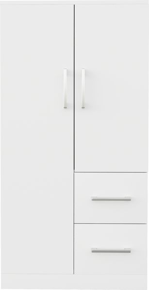 Merax Kleiderschrank Kinderkleiderschrank, Einzelkleiderschrank, Doppeltür-Design mit Schubladen und Staufächern, Weiß Bild 5