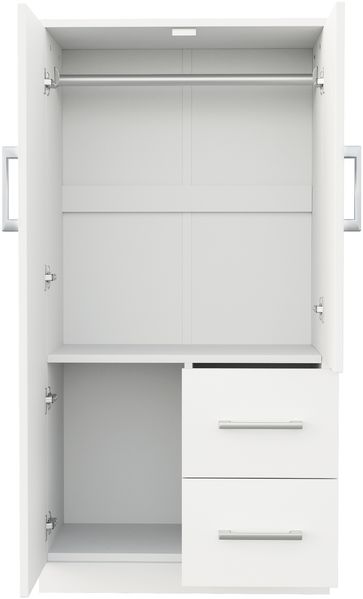 Merax Kleiderschrank Kinderkleiderschrank, Einzelkleiderschrank, Doppeltür-Design mit Schubladen und Staufächern, Weiß Bild 6