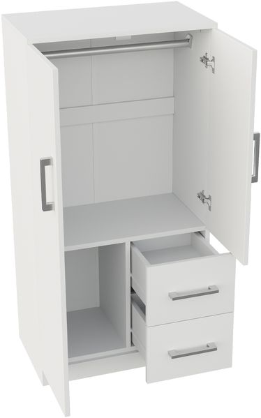 Merax Kleiderschrank Kinderkleiderschrank, Einzelkleiderschrank, Doppeltür-Design mit Schubladen und Staufächern, Weiß Bild 8