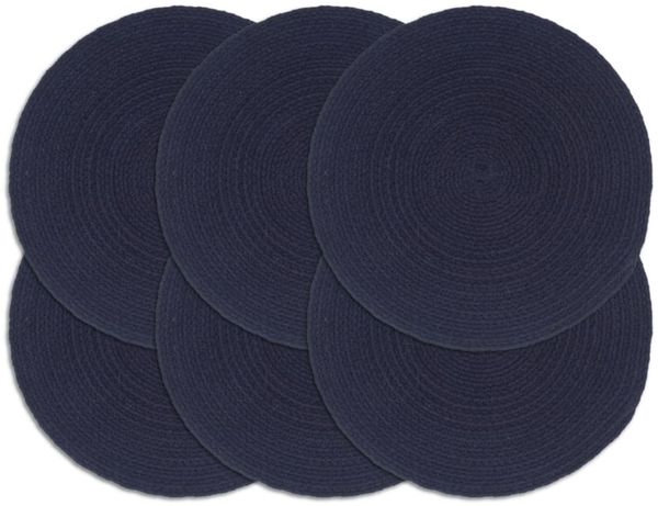vidaXL Tischsets 6 Stk. Marineblau 38 cm Rund Baumwolle 133851
