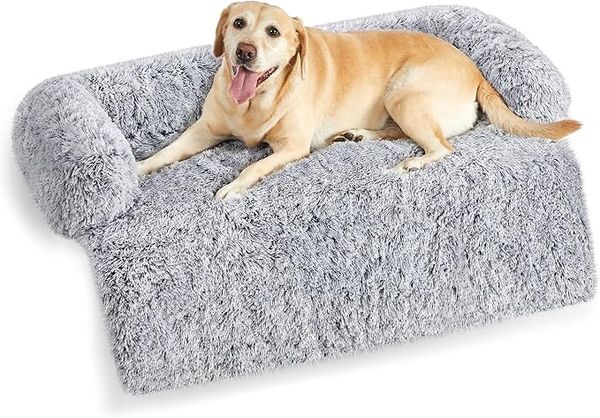 Feandrea FluffyHug Hundebett Plüsch, Hundedecke Sofa, Sofaschutz Hund, Hundekissen, Größe XXL, für große Hunde, 122 x 95 x 18 cm, Ombré-Grau