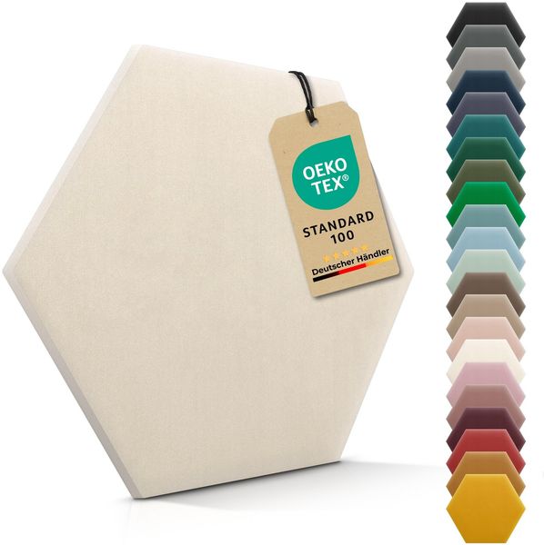 VELUYA Wandpolster Polsterpaneele Hexagon – Samt, Wandkissen 35x40 cm, Polsterplatte, Oeko-TEX, Made in EU, Ecru M18
