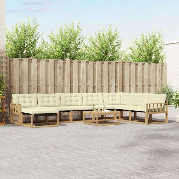 vidaXL Outdoor-Sofagarnitur 9 pcs Weiß und Creme Massivholz Akazie 3388992