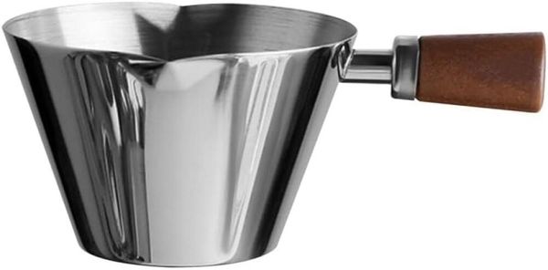 FELIXLEO Messbecher Messbecher Edelstahl mit Doppel-V-Ausguss Holzgriff und Skala, (1-St)