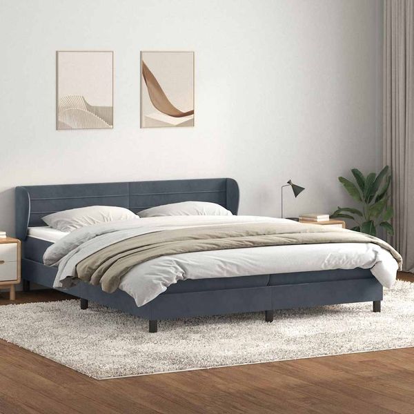 vidaXL Boxspringbett mit Matratzen Dunkelgrau 180x210 cm Samt 3317620