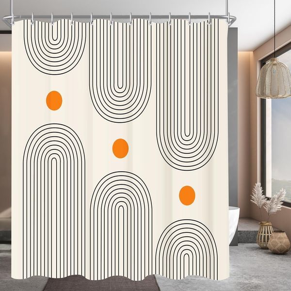 Duschvorhang 180x200cm Geometrische Kurve Wasserdicht Polyester Badezimmer