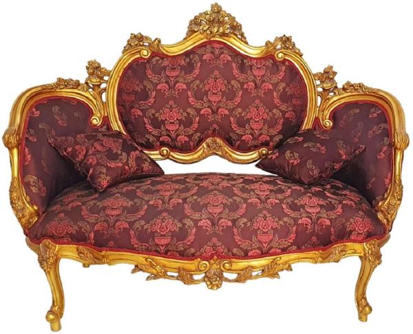 Casa Padrino Barock Sofa Lila / Rosa / Gold - Prunkvolles Wohnzimmer Sofa im Barockstil - Wohnzimmer Möbel im Barockstil - Barock Möbel - Barock Einrichtung