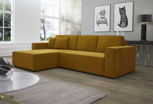 Ecksofa Schlafsofa Sofa CONOR PREMIUM Stoff Kronos Goldbraun Ottomane Links