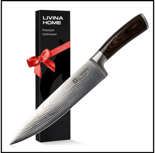 LIVINA HOME Messer-Set Profi Chefmesser Set – Scharfe 20 cm Klinge aus hochwertigem Edelstahl (1-tlg), Schneidemesser, Küchenmesser, Kochmesser, Oster Deal Sale!