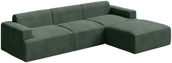 skølm 'Freki' Cloud Sofa 3 Sitzer mit 2x Hocker, Vollschaumcouch mit Federkern und Vakuum-Kompression, kein Aufbau erforderlich, mit 3 Kissen, Cord dunkelgrün Bild 11