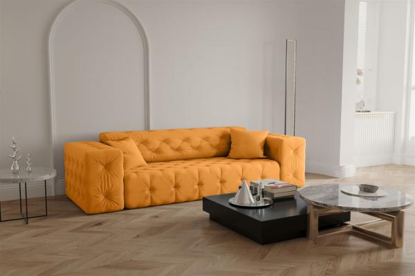 Sofa Designersofa CHANTAL 3-Sitzer in Stoff Opera Velvet Gelb