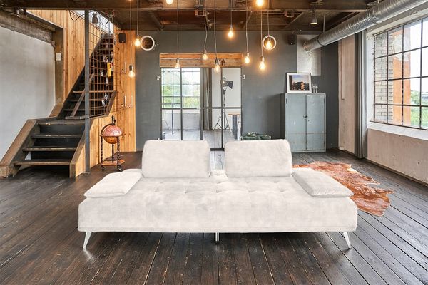 KAWOLA Sofa WIOLO Schlafsofa Daybed velvet cremeweiß 80 x 110 x 240 cm