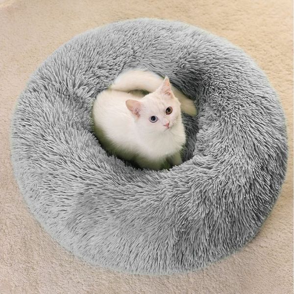 CALIYO Tierbett 60 CM Tierbetten, Katzenbett waschbar Flauschiges Hundebett 60 cm, für Katzen und Kleine Hunde, plüsch Katzenkissen rund