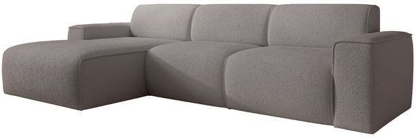Selsey 'Bouvi' Ecksofa, Ottomane links, graubraun, Bouclé