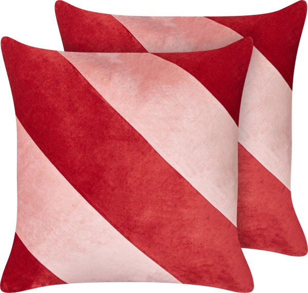 Kissen 2er Set BORONIA Baumwolle 45 x 45 cm Streifen Rot