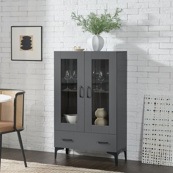 Vitrinenschrank Søndersø 70x31x115 cm Dunkelgrau [en. casa]