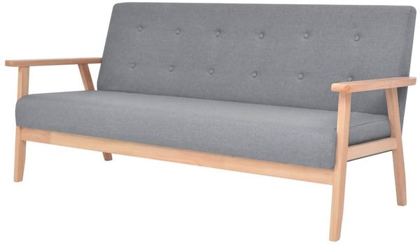 vidaXL 3-Sitzer-Sofa Stoff Hellgrau 244650