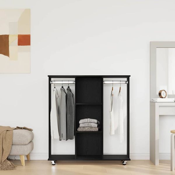 vidaXL Kleiderschrank mit Regal Schwarz Eichen-Optik 102 x 38 x 110 cm 873909