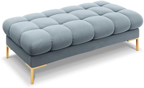 Micadoni Polsterbank Mamaia 2-Sitzer Samt Bluvel Hellblau goldene Beine