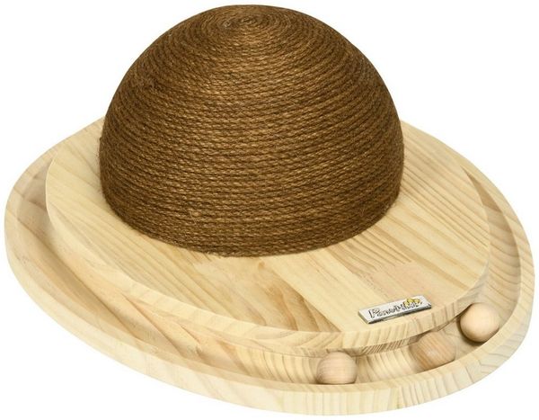 PawHut Kratzbaum Kratzspielzeug mit Kratzbrett und Kugelbahn, Kiefernholz, Natur+Kaffee, BxTxH: 39.5x32.5x14.5 cm