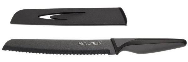 ECHTWERK 'EW-SS-0130' Brotmesser mit Klingenschutz, Edelstahl schwarz, 20 cm