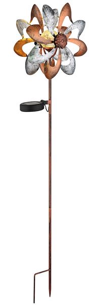 LED Solarleuchte, Windrad, Erdspieß, gold-silber, H 92 cm
