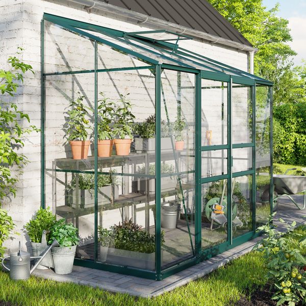 Vitavia Anlehngewächshaus Ida 3300 BxT 255x132 cm 3,3m² ESG Glas Alu smaragd