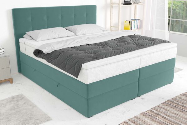 99rooms Palermo Boxspringbett Velours KRONOS Pastelltürkis 180x200 cm Taschen-Federung