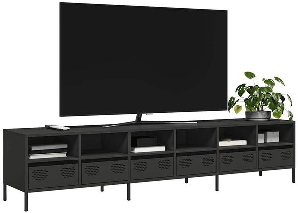 vidaXL TV-Schrank Schwarz 202x39x43,5 cm Kaltgewalzter Stahl 3307155