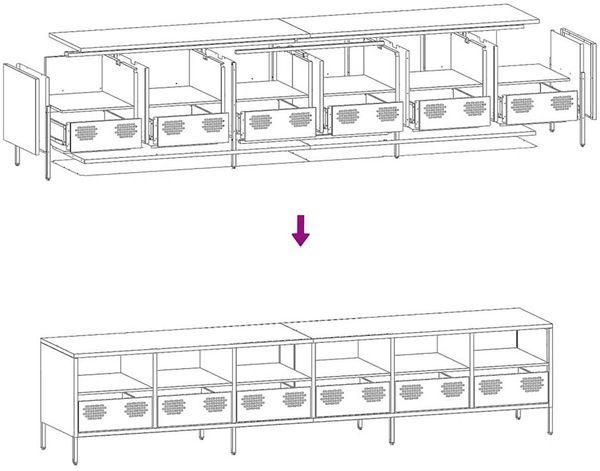 vidaXL TV-Schrank Schwarz 202x39x43,5 cm Kaltgewalzter Stahl 3307155 Bild 11