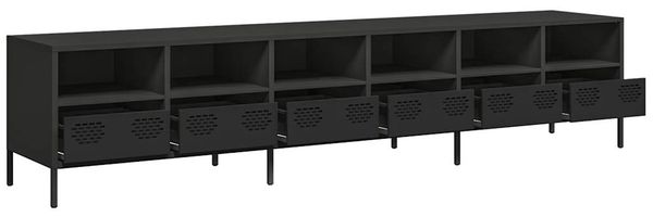 vidaXL TV-Schrank Schwarz 202x39x43,5 cm Kaltgewalzter Stahl 3307155 Bild 4