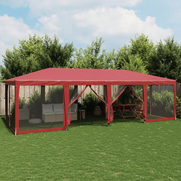 vidaXL Partyzelt mit 12 Mesh-Seitenteilen Rot 8x4 m HDPE 4010075