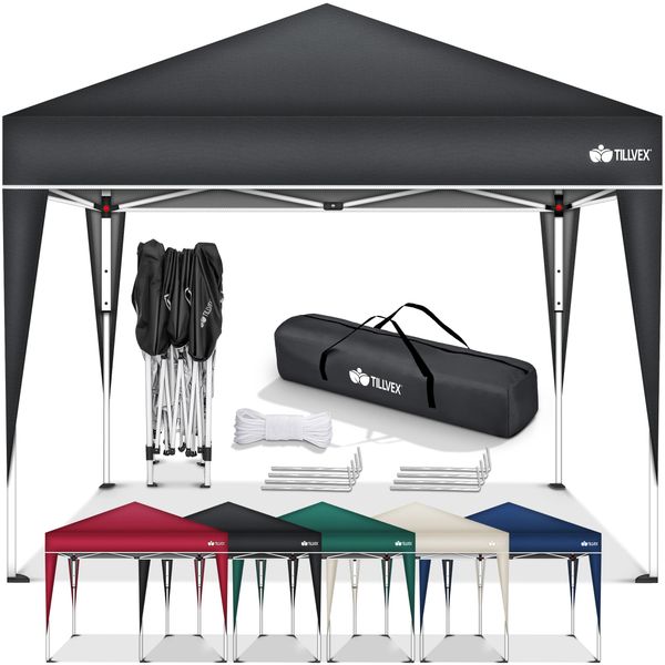 tillvex Pavillon 3x3m wasserdicht Rot | Pop-Up Faltpavillon höhenverstellbar | Gartenzelt UV Schutz 50+ | Partyzelt mit Tasche für Garten